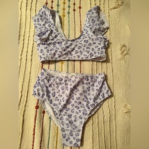 SHEIN Purple Leopard HIGH WAISTED BIKINI Small